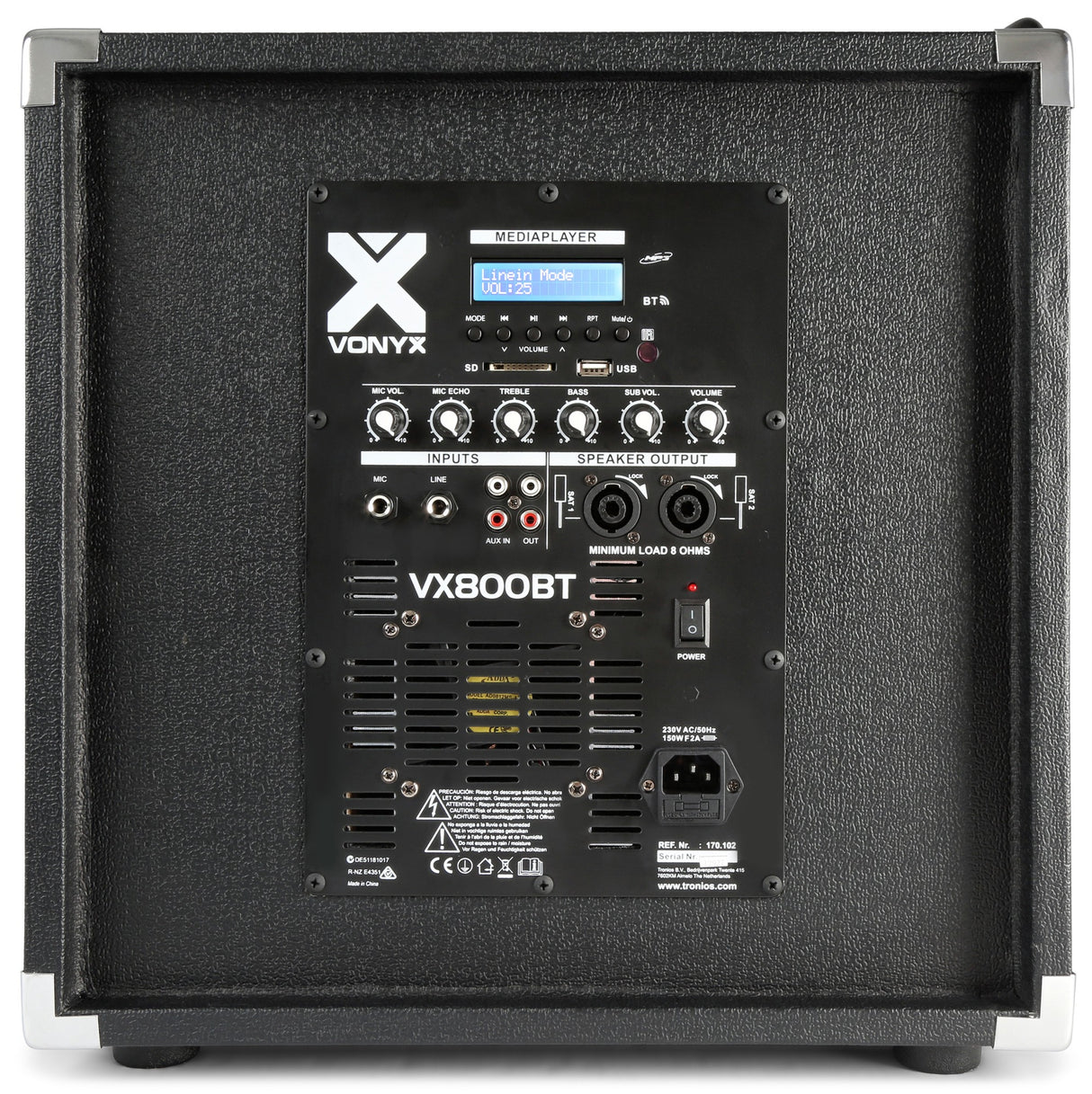 VONYX VX800BT 2.1 Actieve Speakerset 800W met 12 inch Subwoofer, Bluetooth en USB/SD MP3 Speler