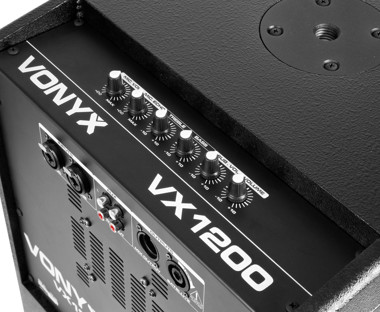 VONYX VX1200 750W Kolom Geluidssysteem met 12 inch Subwoofer en 4x 4,5 inch Drivers