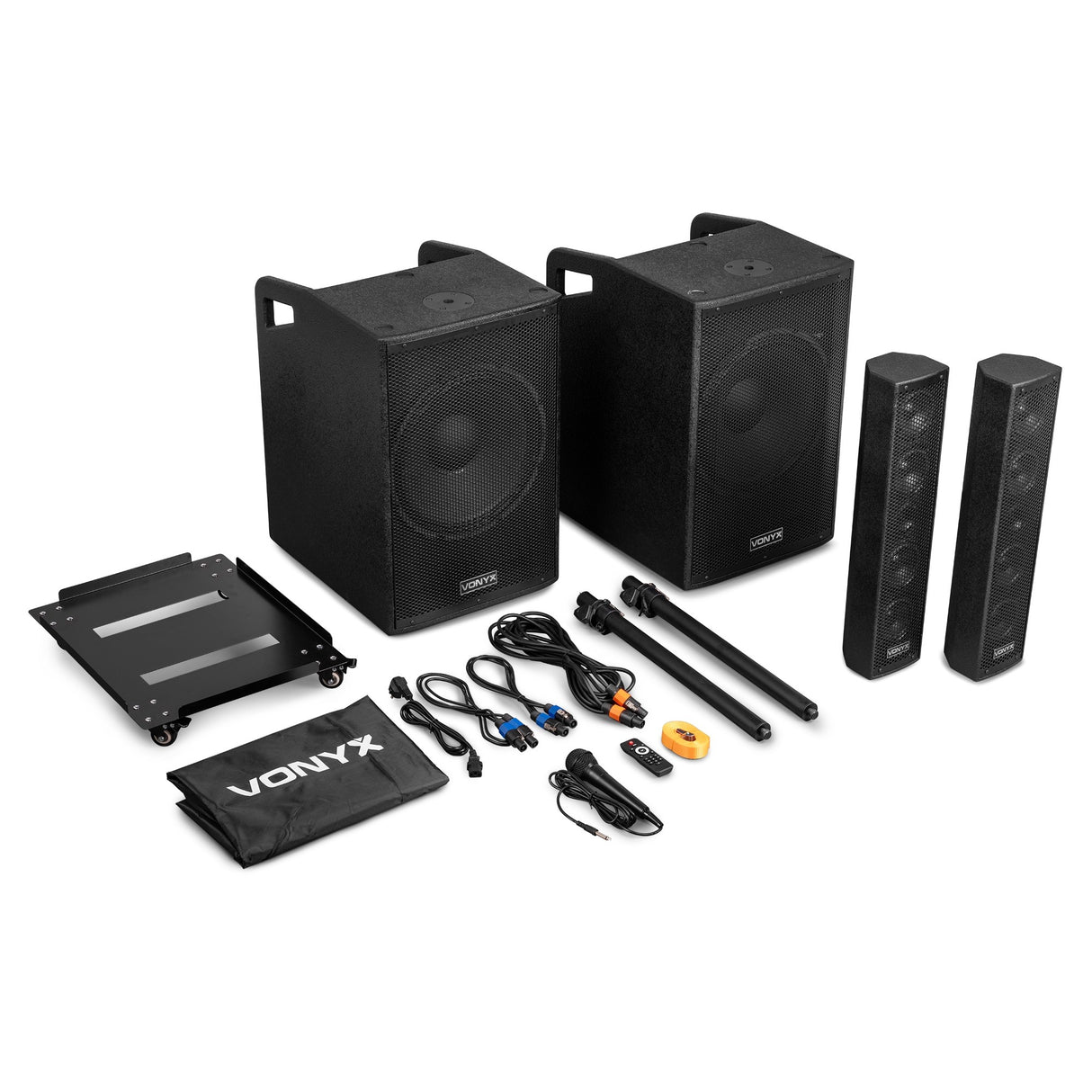 VONYX VX1080BT 1250W 2.2 Actieve Speakerset met Dubbele 15 inch Subwoofers en Bluetooth 5.3