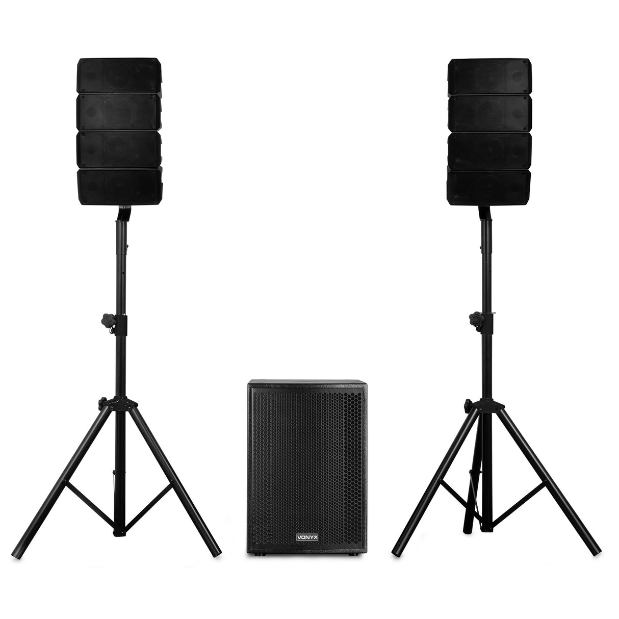 VONYX VX915 Compact 2.1 Line Array Set 1400W met 15 inch Subwoofer, DSP en Bluetooth 5.0