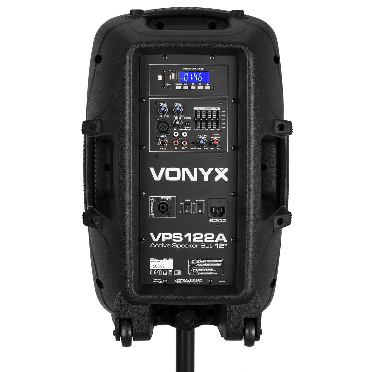 VONYX VPS122A 800W Actieve Speakerset met Bluetooth, USB/SD en 12 inch Woofers