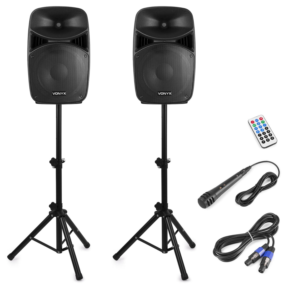 VONYX VPS122A 800W Actieve Speakerset met Bluetooth, USB/SD en 12 inch Woofers