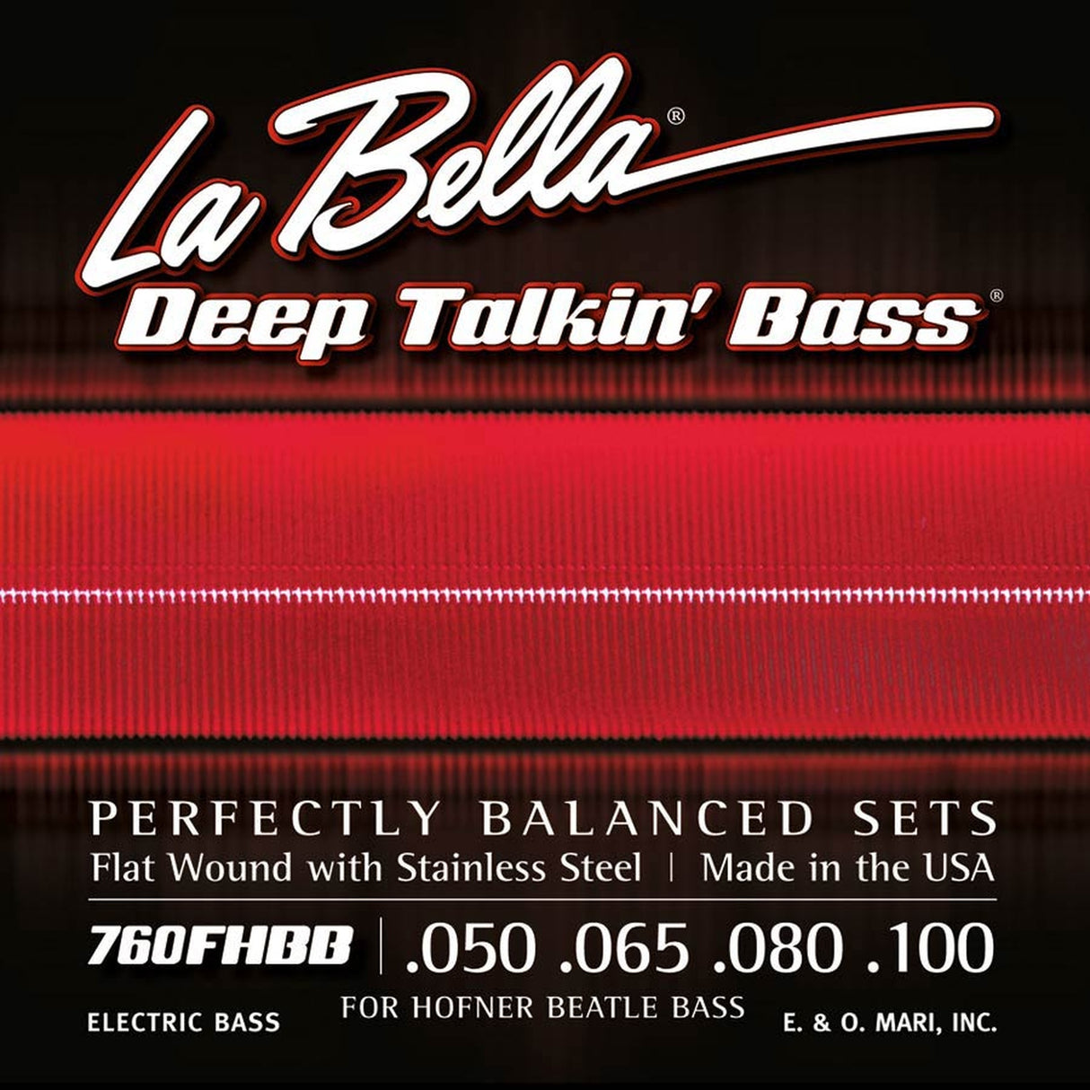 La Bella L-760FHBB snaren set elektrisch bass, for Hofner Beatle, stainless steel flatwound, 050-065-080-100 shortscale