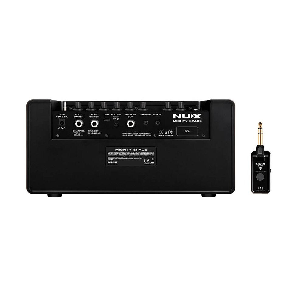 NUX MIGHTY-SPACE Draadloze Gitaarversterker – 30W, Modeling, FX, BT, Oplaadbaar + Voetschakelaar & Zender