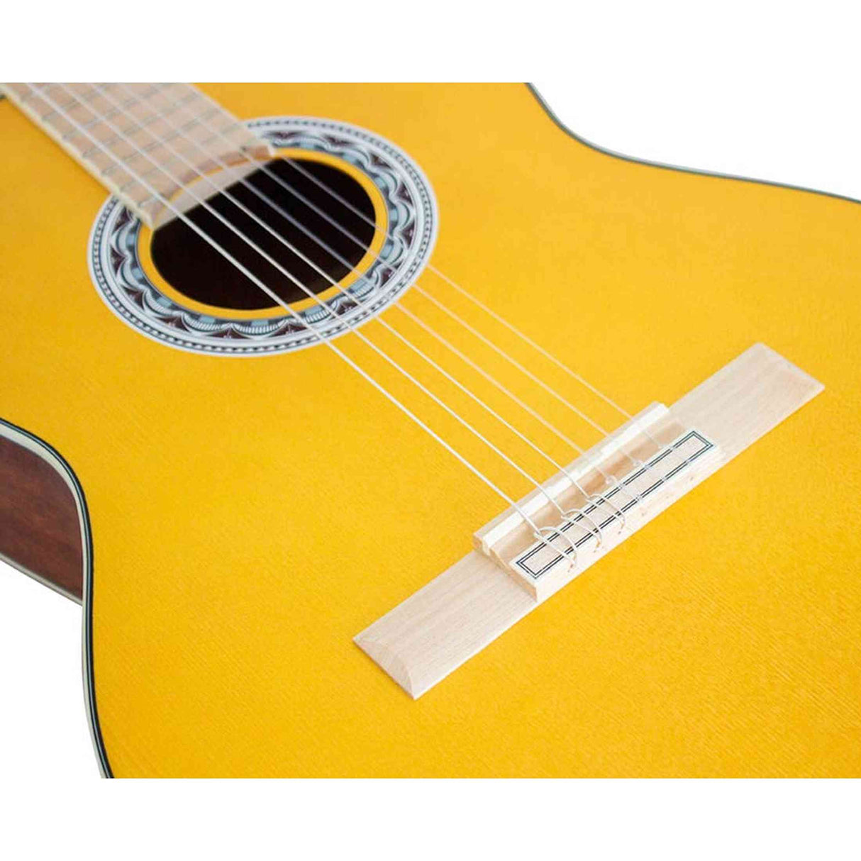 Valencia VC354HYW Klassieke Gitaar 4/4 – Sitka Spar & Mahonie, Geel, Inclusief Tas, Standaard en Stemapparaat