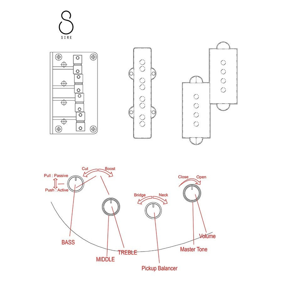 Sire P6 5/SGM Marcus Miller 5-snarige actieve basgitaar Surf Green Metallic