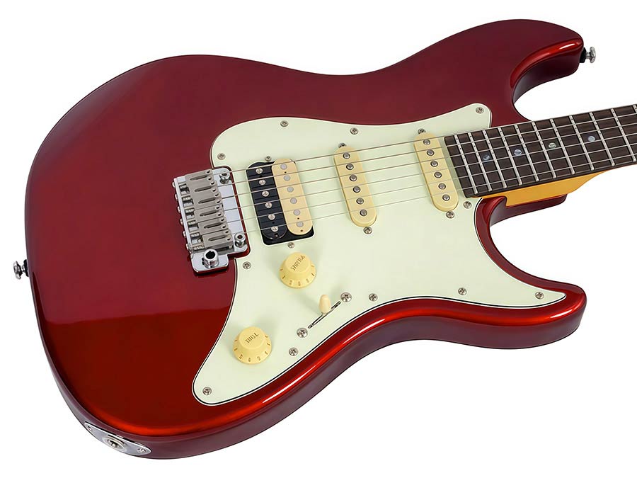 Sire S7N HSS/CAR Larry Carlton New Gen S-Style Elektrische Gitaar HSS Candy Apple Red met Locking Tuners