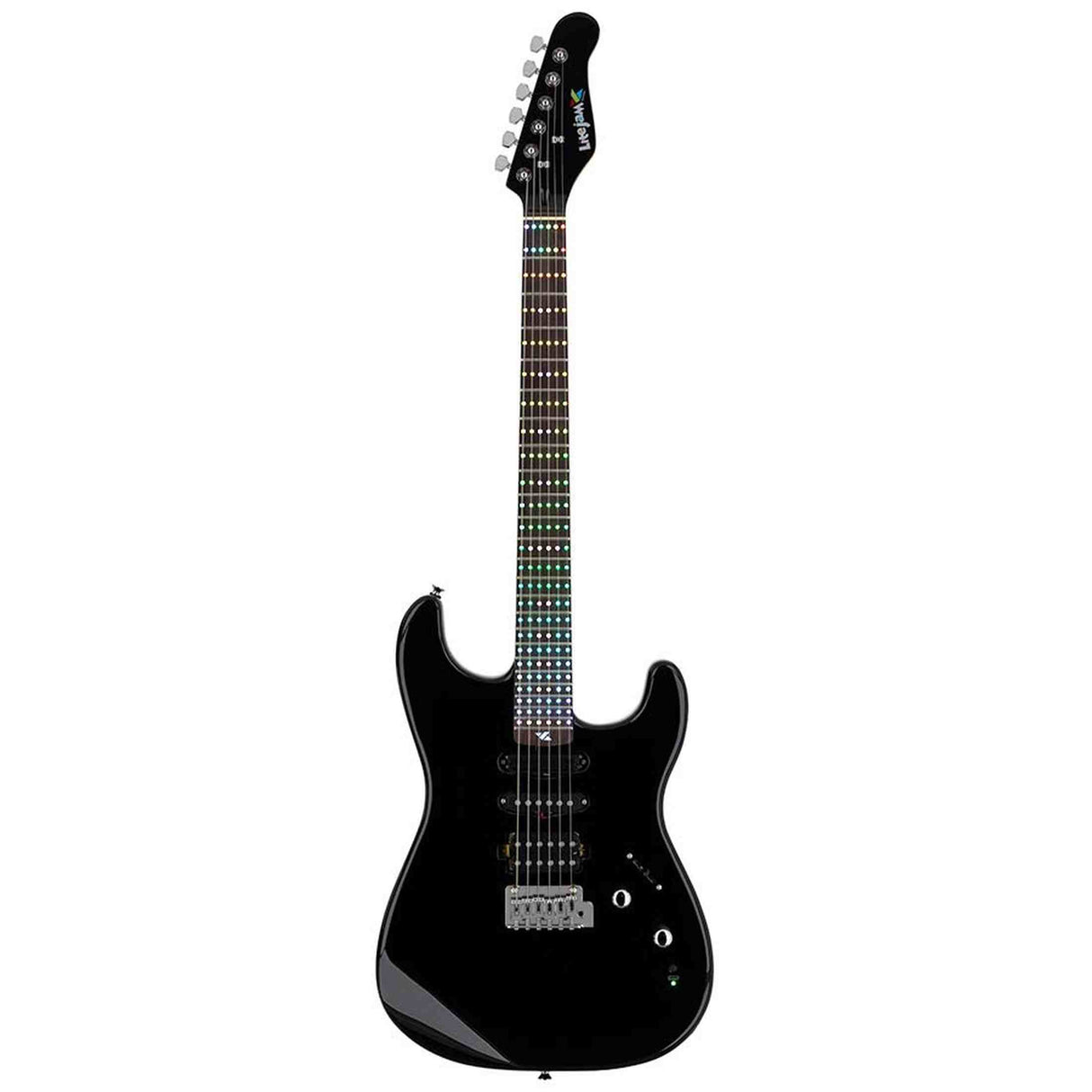 Litejam RGB24/BK elektrische gitaar – 24 frets, 144 RGB LED’s, HSH-configuratie, met gigbag, zwart