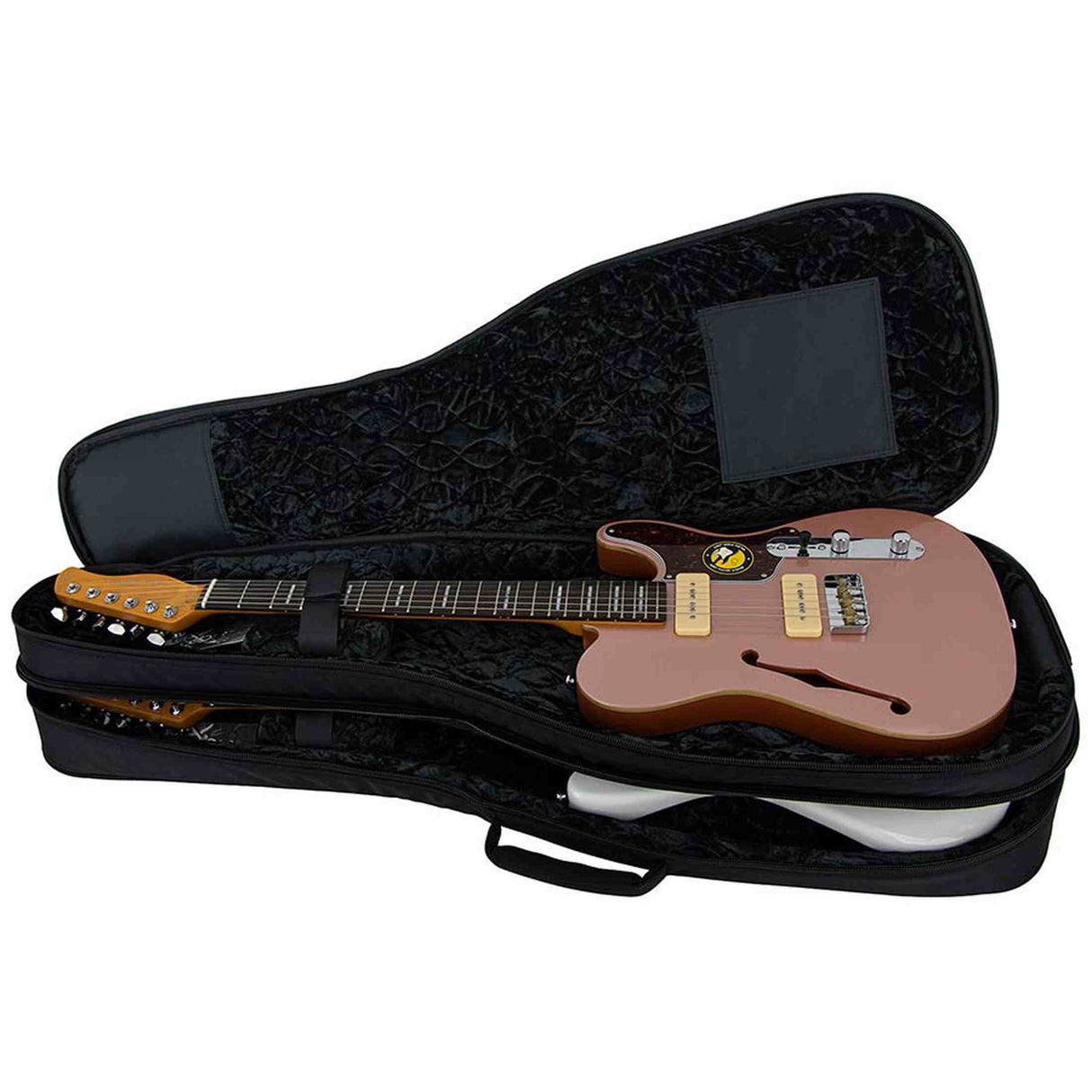 Boston EGB2-565 deluxe gigbag voor 2 elektrische gitaren 25mm padding 1680D zwart rugzakriemen