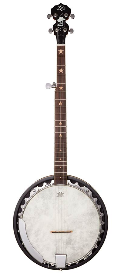 SX BJ565 5-Snarige Bluegrass Banjo 11 Inch Aluminium Rim met Remo Fiberskyn Vel en Gigbag