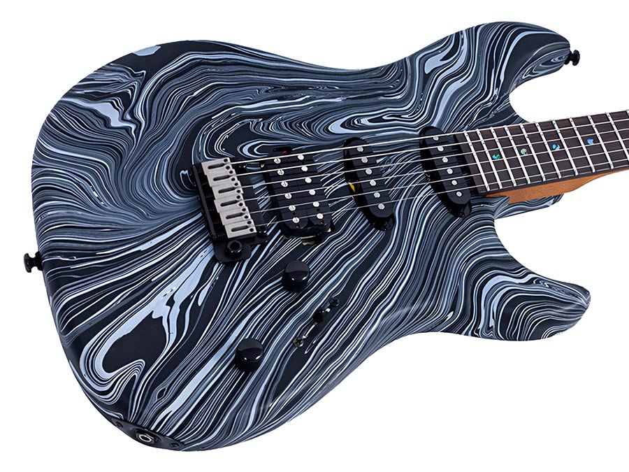 Sire S7 HSS/BKSW Larry Carlton S-Style Elektrische Gitaar Black Swirl met Roasted Maple Hals en Locking Tuners