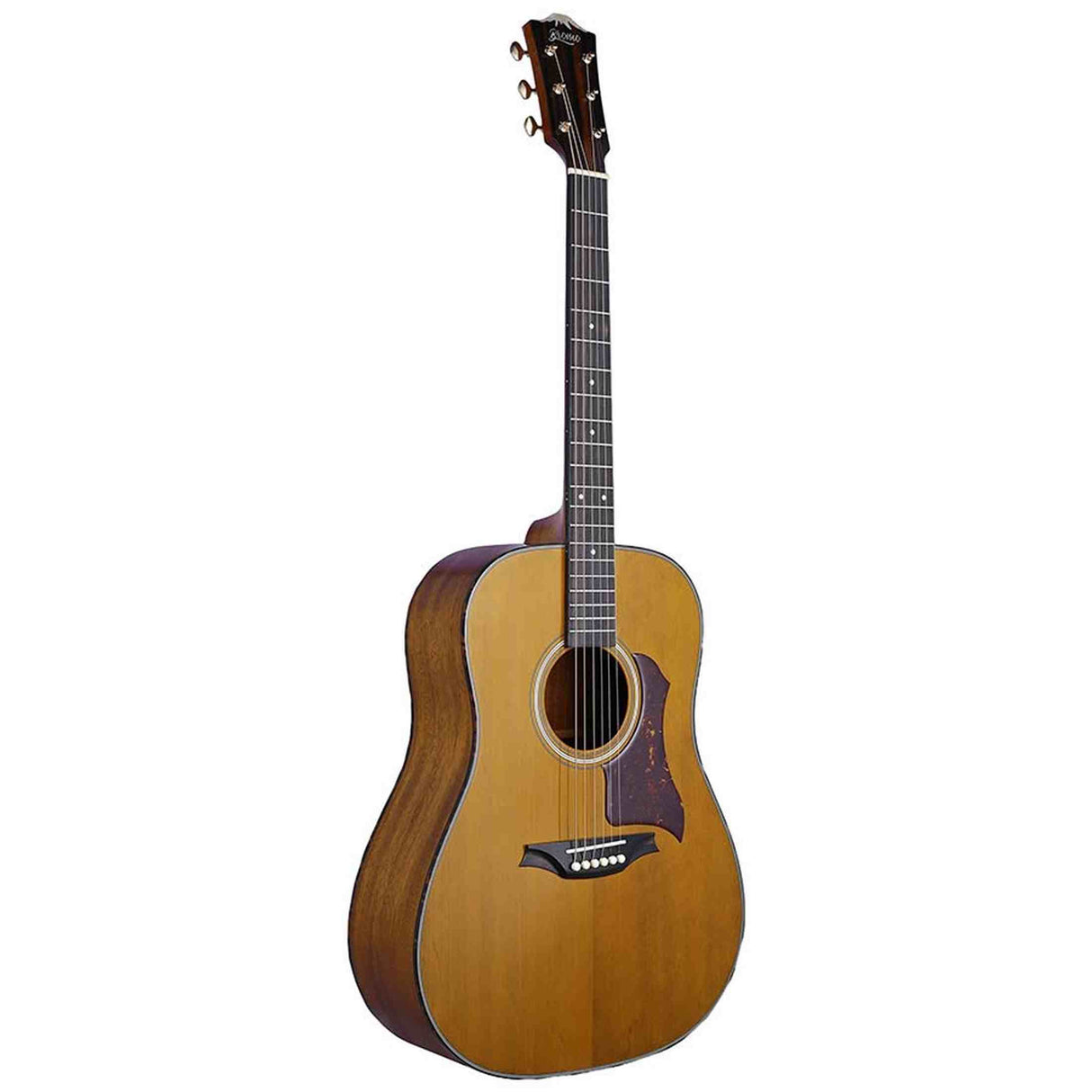 Bromo BAN1V Denali Series dreadnought gitaar, torified solid spruce top, mahogany body, natural gloss, heavy duty tas