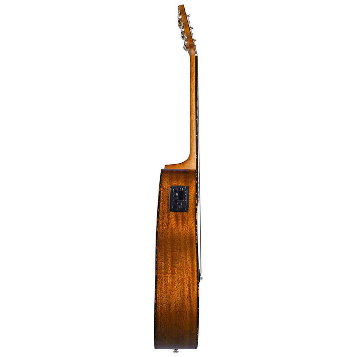 Bromo BAN4CE/BK Denali Series Hillside Auditorium Cutaway gitaar, solid mahogany top, glossy black, heavy duty tas