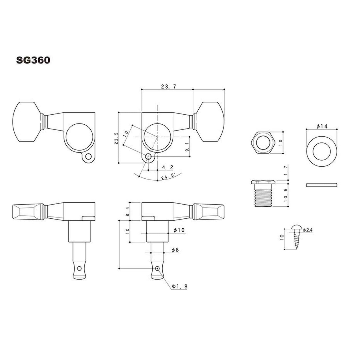 Gotoh GTH13731 SG360 stemmechanieken met Magnum Lock Trad and 07 knoppen, 3L3R, goud