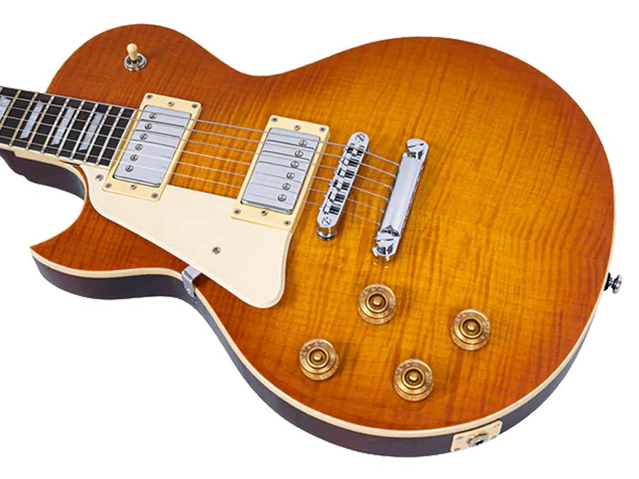 Sire L5L/AB Larry Carlton Linkshandige L-Style Elektrische Gitaar Amber Burst met Flame Maple Top en Coil Split
