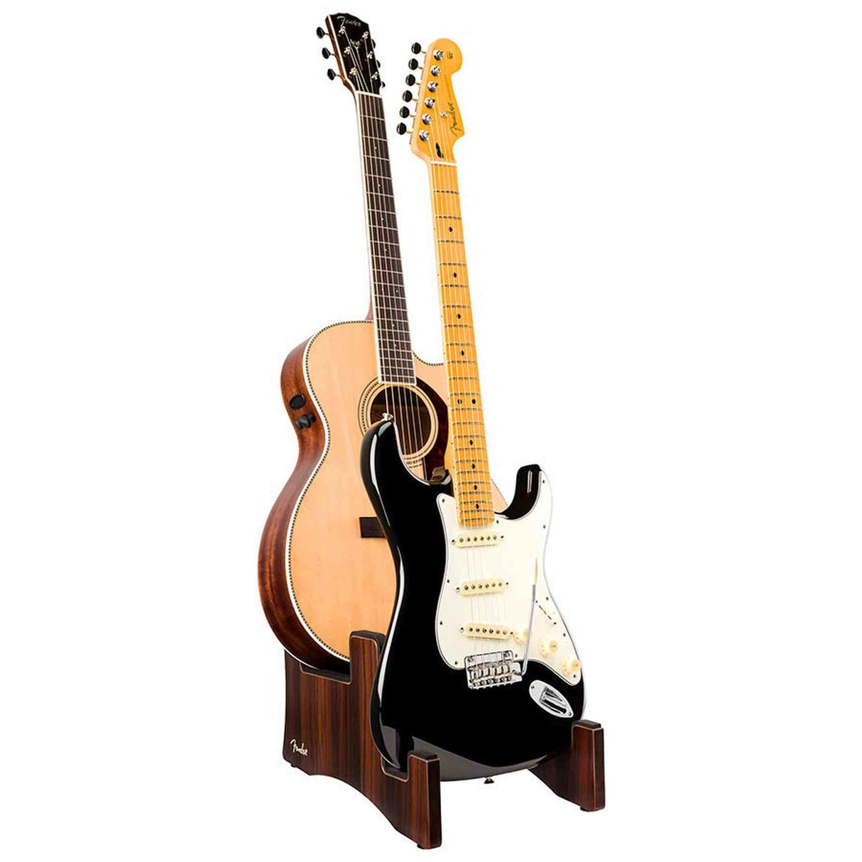 Fender 0991829003 Deluxe Houten Gitaarstandaard 2-Tier Voor Akoestisch en Elektrisch