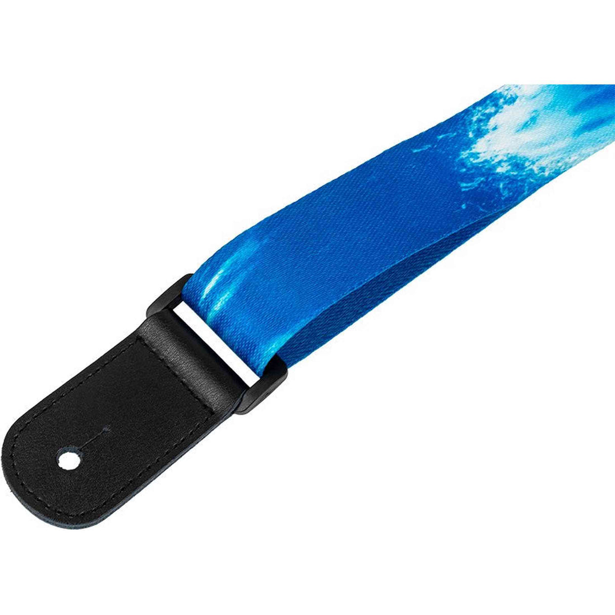 Flight S35 Surf Ukulele Strap Poly/Leer Blauw met Ocean Design en Verstelbare Lengte