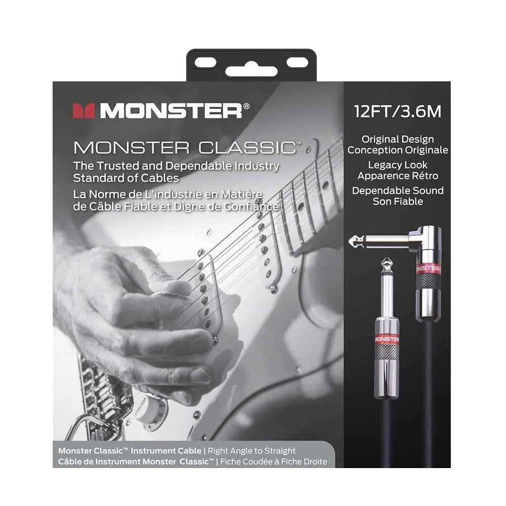 Monster Classic Gitaarkabel 3,6 Meter Haakse Jack naar Rechte Jack