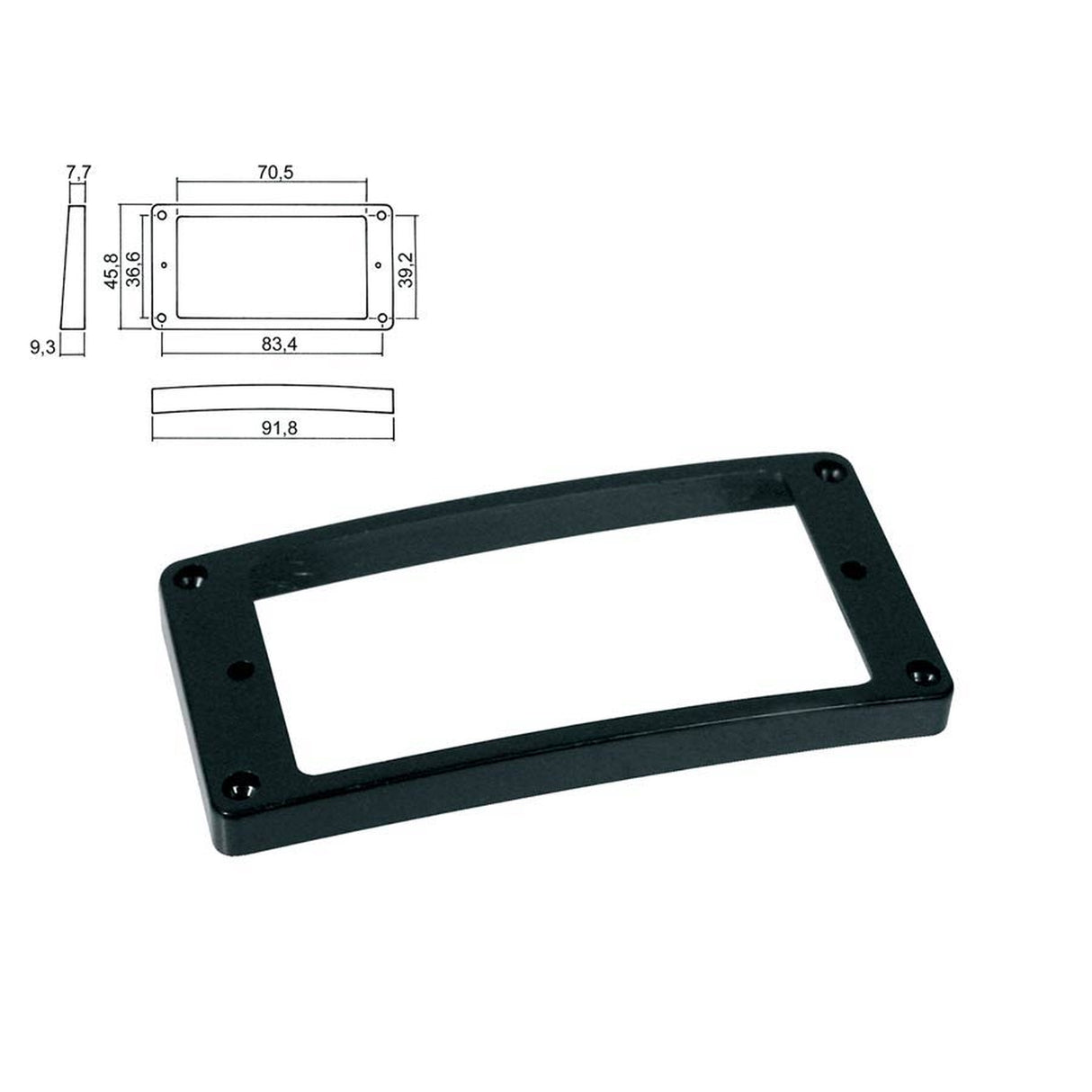 Boston HPR-08-TBK pickup ring, humbucker, plastic, black, height: 7,7x 9,3mm, high, slanted