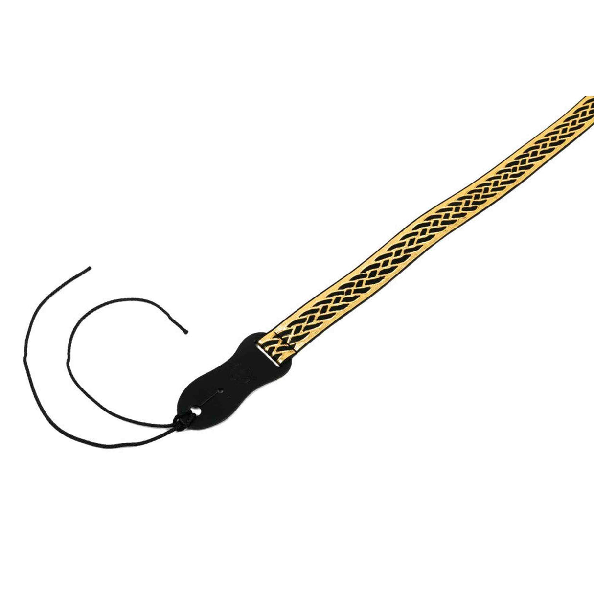 Flight S47 Black Gold Ukulele Strap Vegan Nubuck met Gevlochten Patroon en Headstock Tie