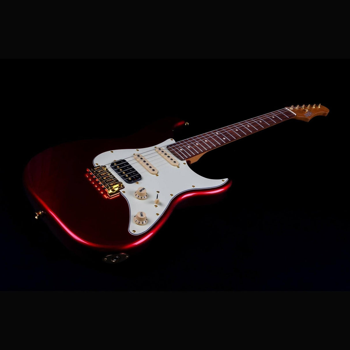 JET JS-480 WR G S-style Elektrische Gitaar HSS Alnico V Tremolo Rosewood Toets Wijnrood met Gouden Hardware