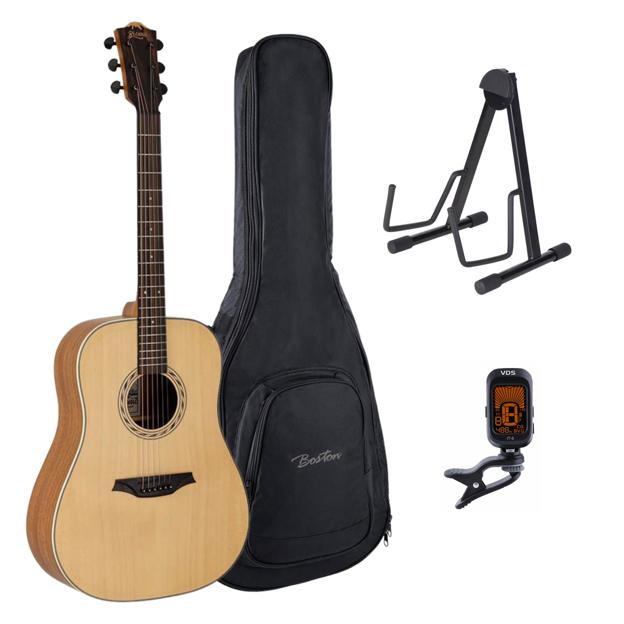 Bromo BAA1 Appalachian Series Gitaarset β Dreadnought met Gigbag, Standaard en Tuner