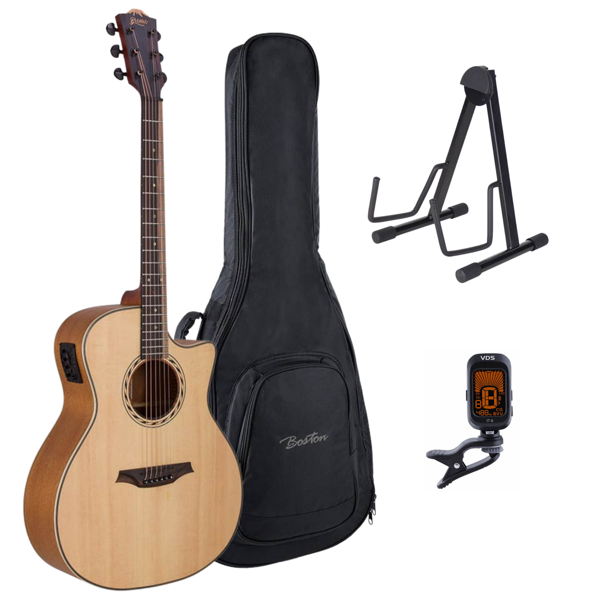 Bromo BAT2CE Tahoma Series Gitaarset – Grand Auditorium Cutaway met Massief Sparren Bovenblad en Preamp
