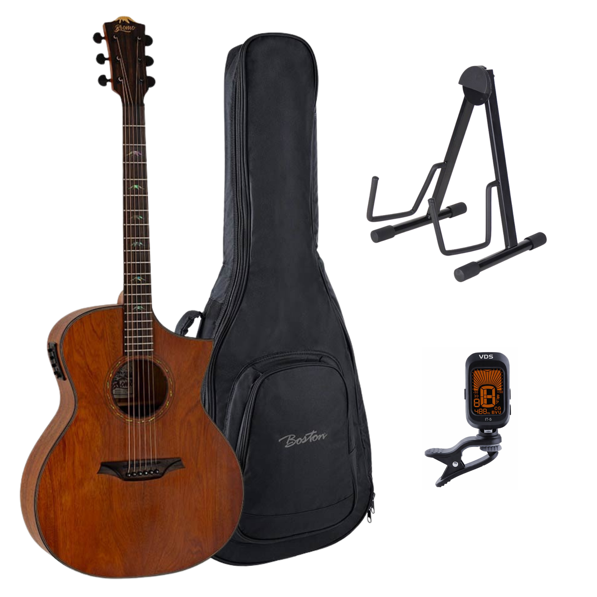 Bromo BAT4MCE Tahoma Series Gitaarset – Hillside Auditorium Cutaway met Massief Mahonie Bovenblad en Preamp
