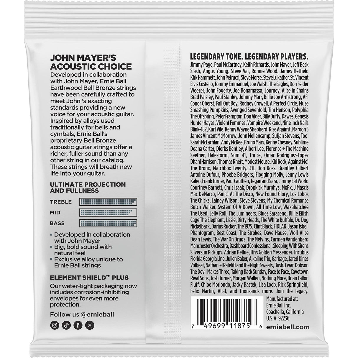 Ernie Ball 2344 Earthwood Bell Bronze Akoestische Gitaarsnaren Medium 13–56