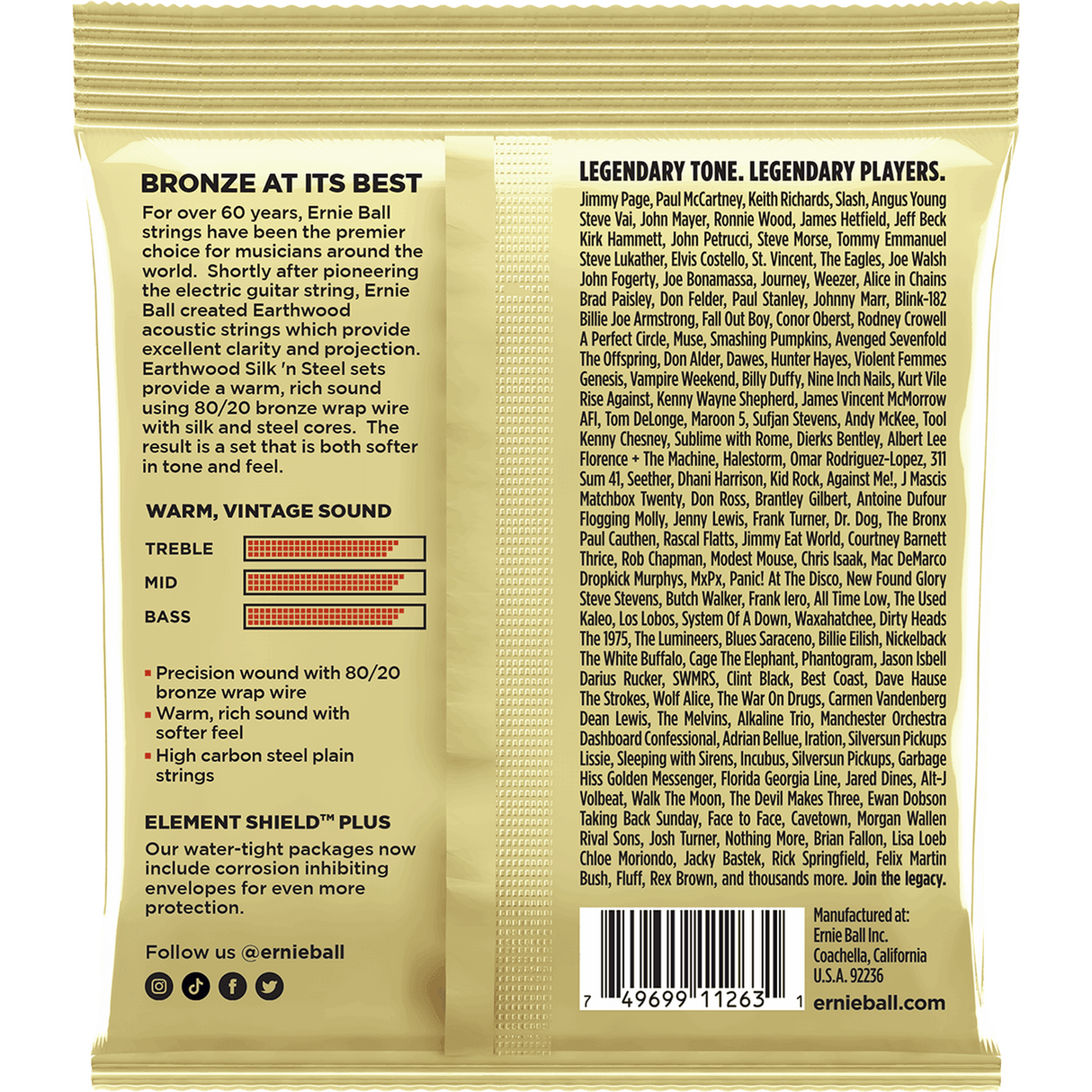 Ernie Ball 3047 Akoestische Gitaarsnaren Silk & Steel Extra Soft 10–50 3-Pack