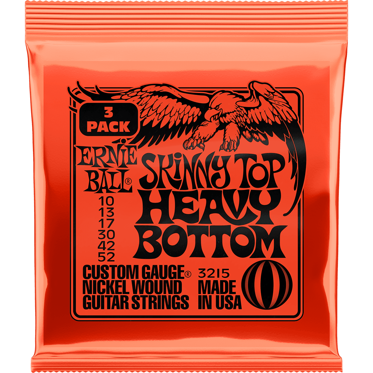Ernie Ball 3215 Skinny Top Heavy Bottom elektrische gitaarsnaren 3-pack 010-052