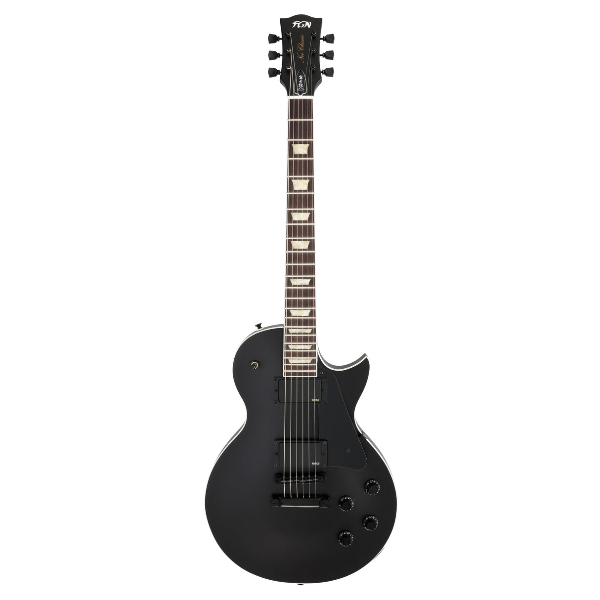 FGN Neo Classic LS10 elektrische gitaar Matte Black, EMG 81 en 85, met gigbag