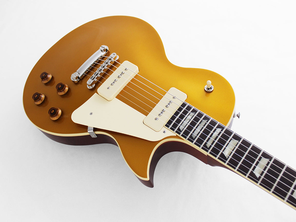 FGN Neo Classic LS11 elektrische gitaar Antique Gold, P90 pickups, 22 frets, met gigbag