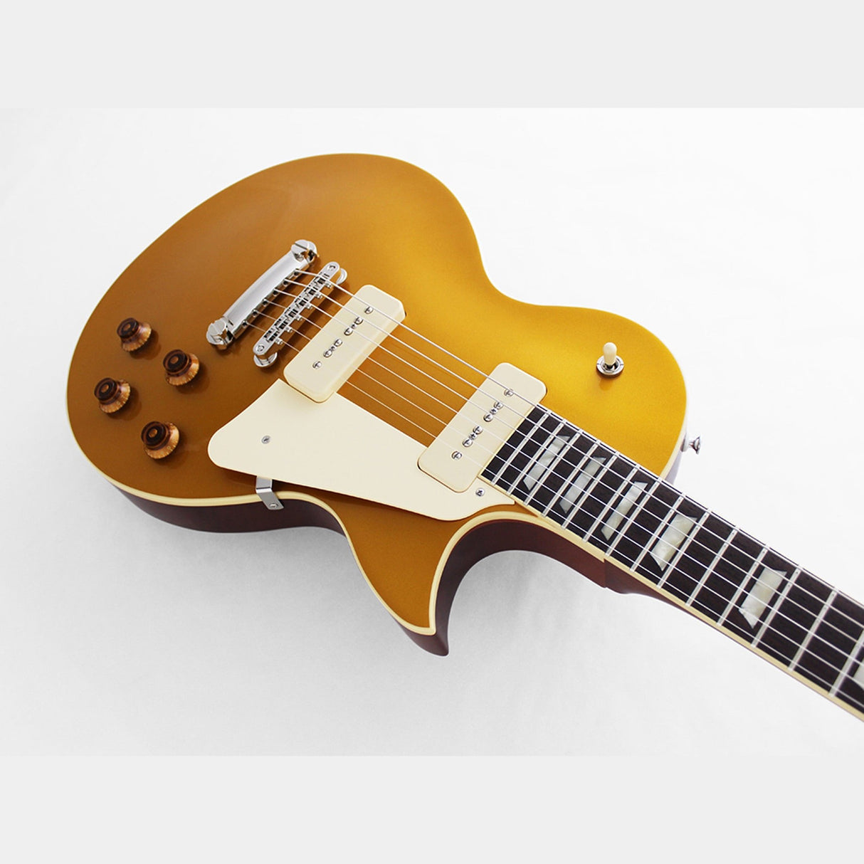 FGN Neo Classic LS11 elektrische gitaar Antique Gold, P90 pickups, 22 frets, met gigbag