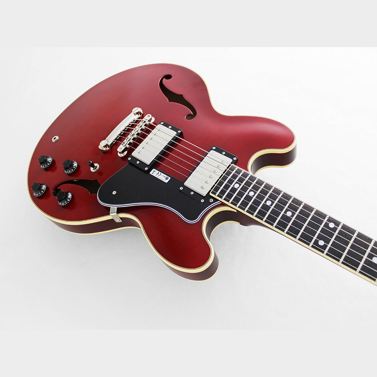 FGN Masterfield Semi HH elektrische gitaar Cherry, Flamed Maple Top, Alnico 3 humbuckers, met koffer