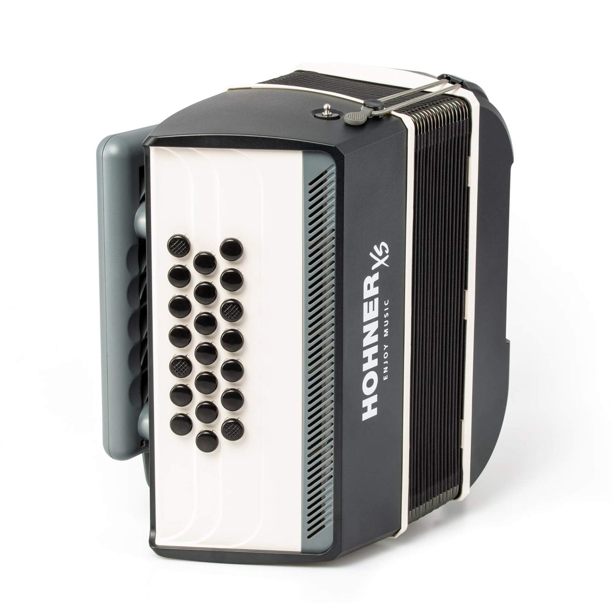 HOHNER A2931 XS Knopaccordeon- 21 knoppen en 15 bassen Grijs‑Wit met gigbag en volwassen draagriem
