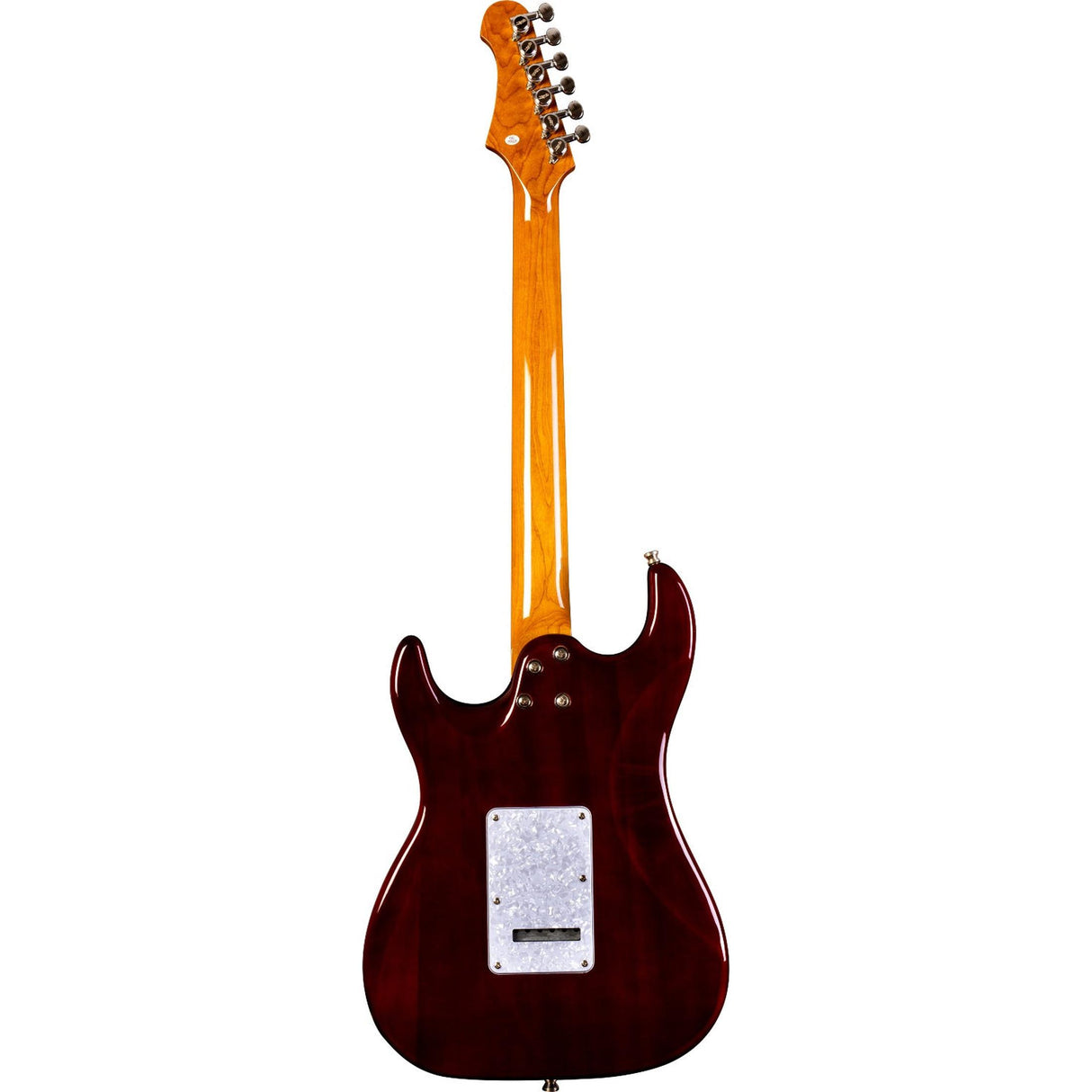 JET JS-450 TBL S-style Elektrische Gitaar HSS Tremolo Flamed Maple Top Roasted Maple Toets Transparant Blauw