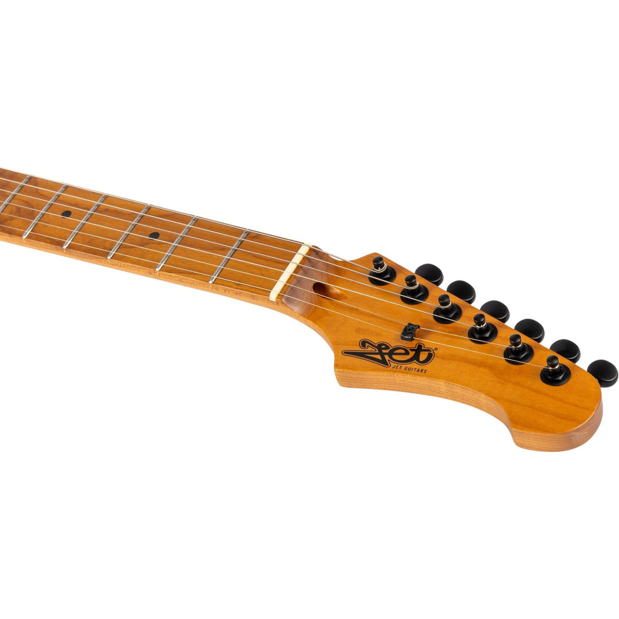 JET JS-500 MBK S-style Elektrische Gitaar HH Wilkinson Tremolo Roasted Maple Toets Mat Zwart