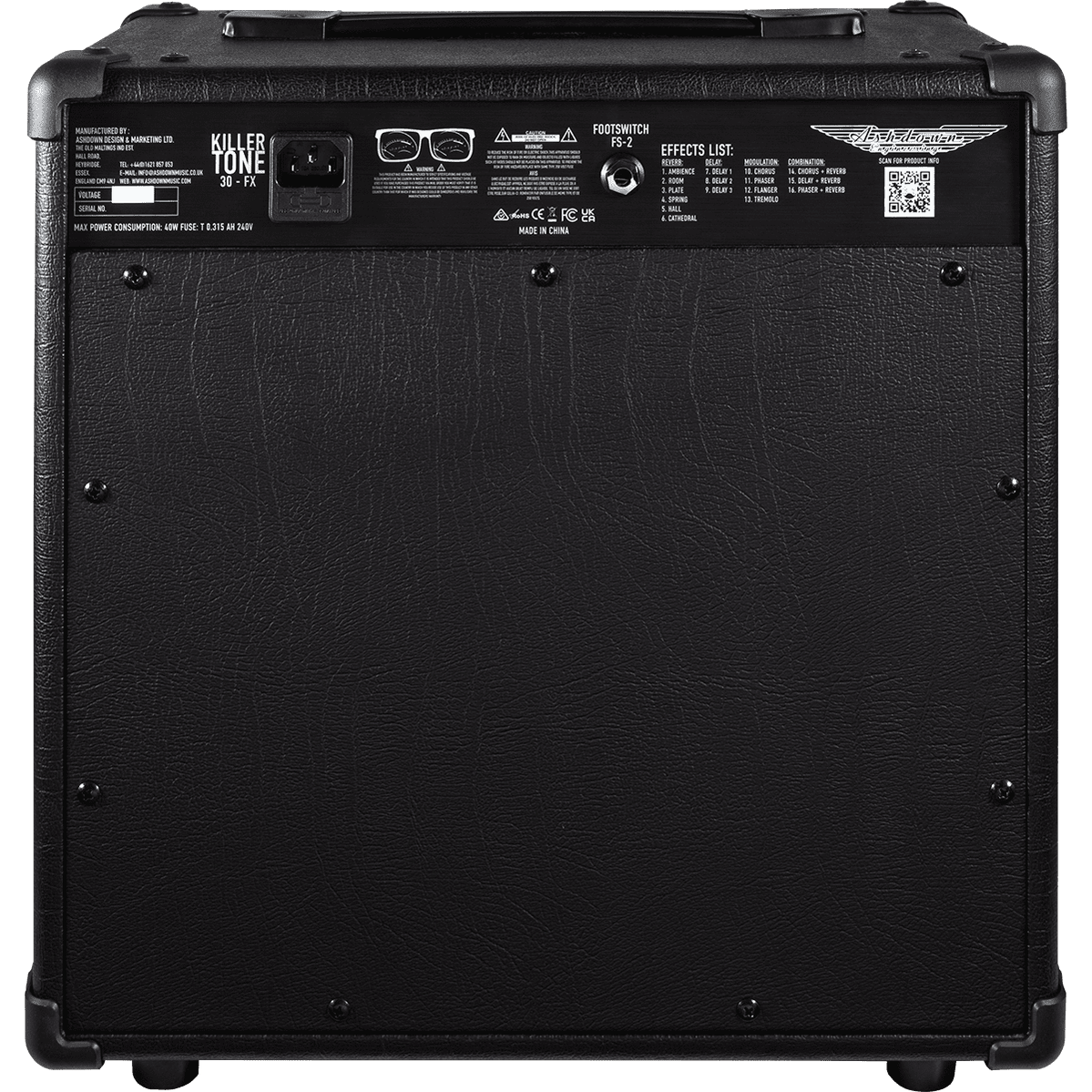 Ashdown KT-30FX Gitaar Combo Versterker 30W met 16 Effecten en 10" Speaker – Zwart