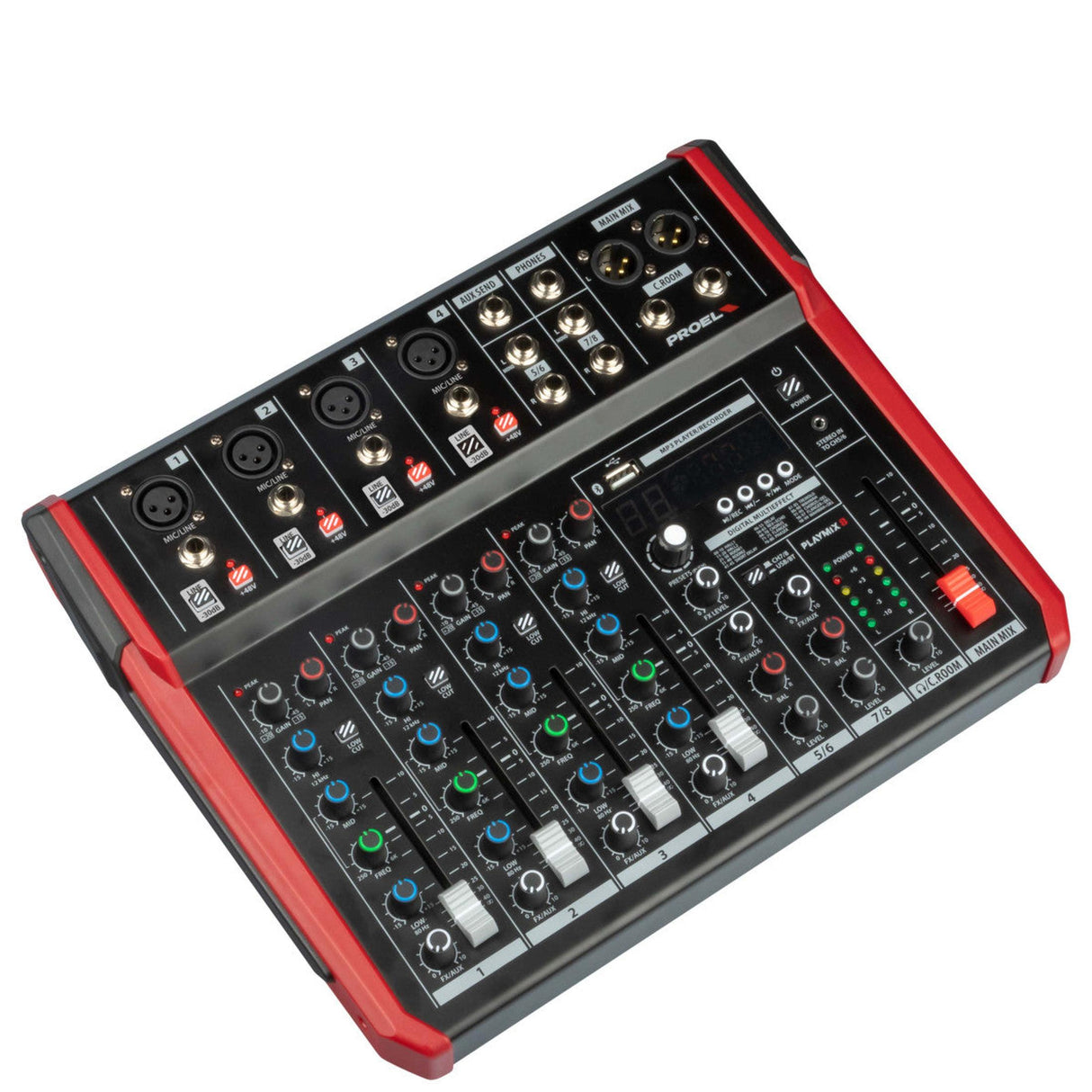 Proel PLAYMIX8 8-kanaals mixer met DSP, USB en Bluetooth