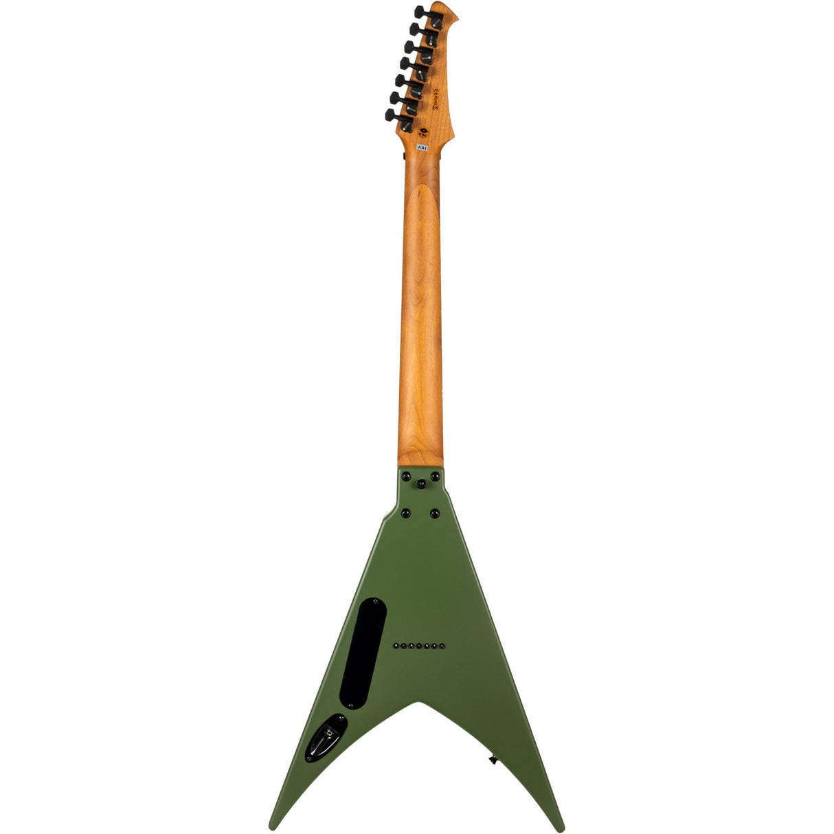 Spira V-407 MGR V-Style 7-Snarige Elektrische Gitaar HH Villain Humbuckers Roasted Poplar Satin Green