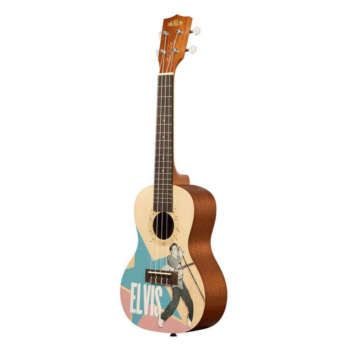Kala Learn To Play Elvis Rockabilly concert ukulele starterkit – Mahonie, met Rockabilly design, tuner en Elvis-lesmateriaal