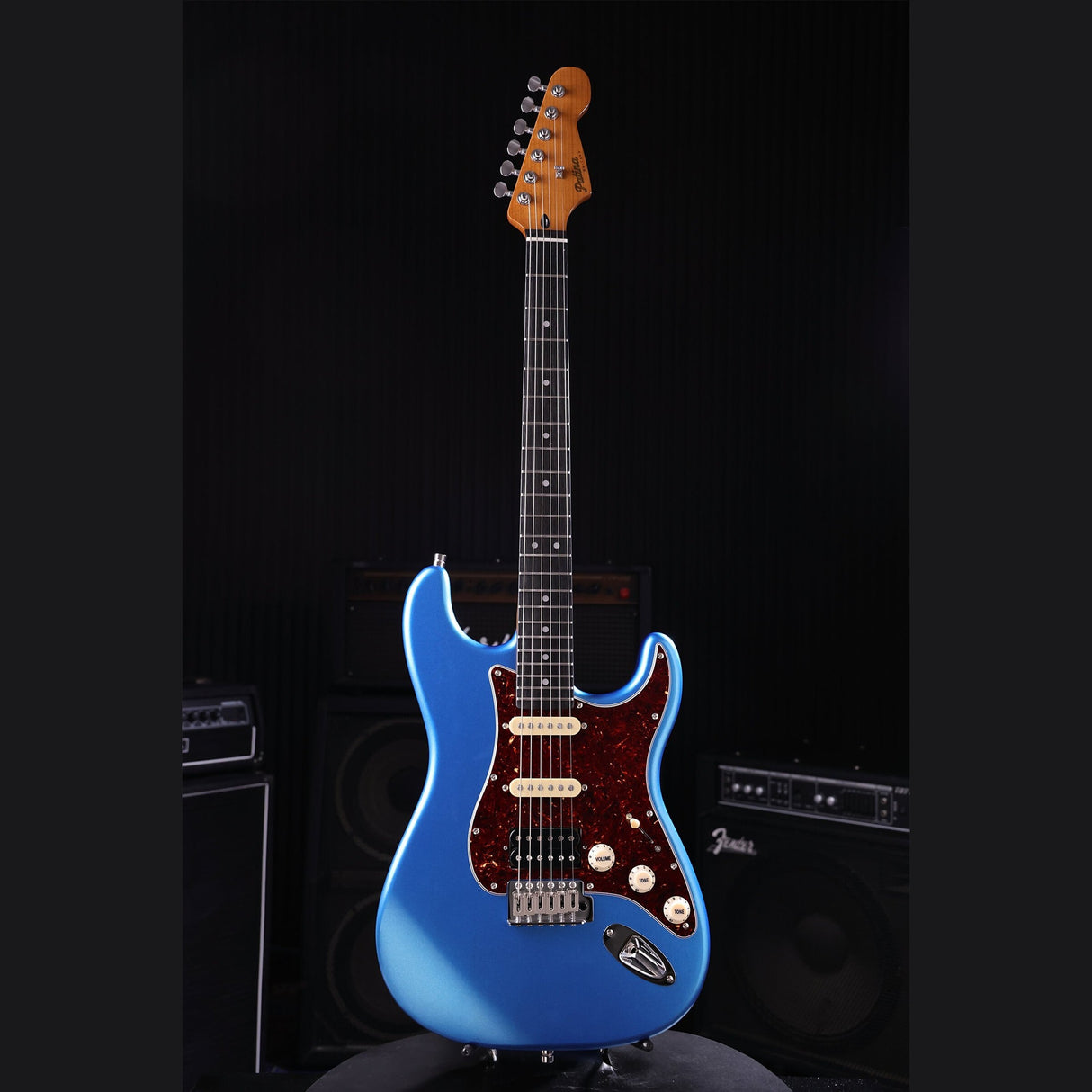 Patina PS-4 LPB S-style Elektrische Gitaar HSS Alnico V Nitro Paulownia Body Roasted Maple Hals Lake Placid Blue