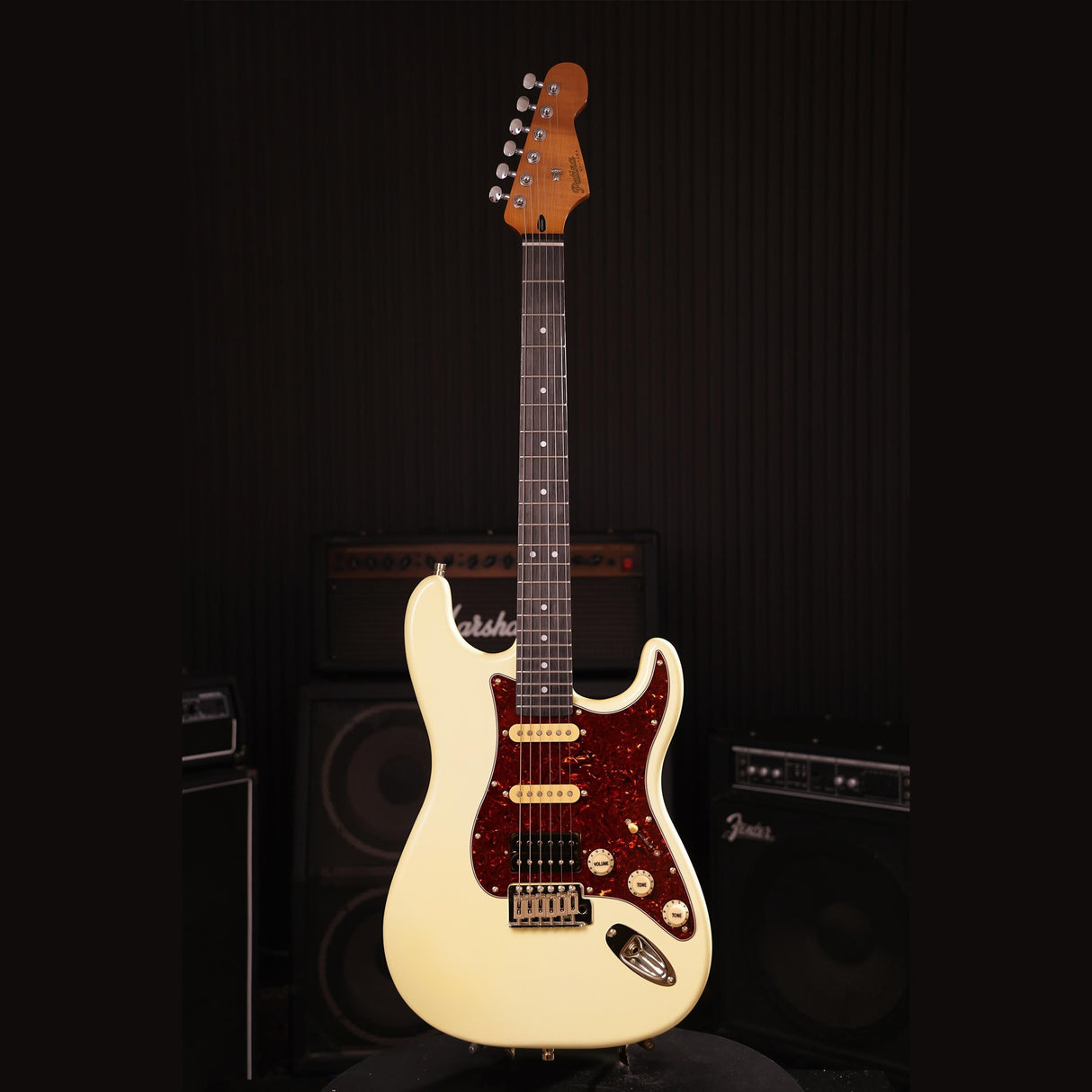 Patina PS-4 OW S-style Elektrische Gitaar HSS Alnico V Nitro Paulownia Body Roasted Maple Hals Olympic White