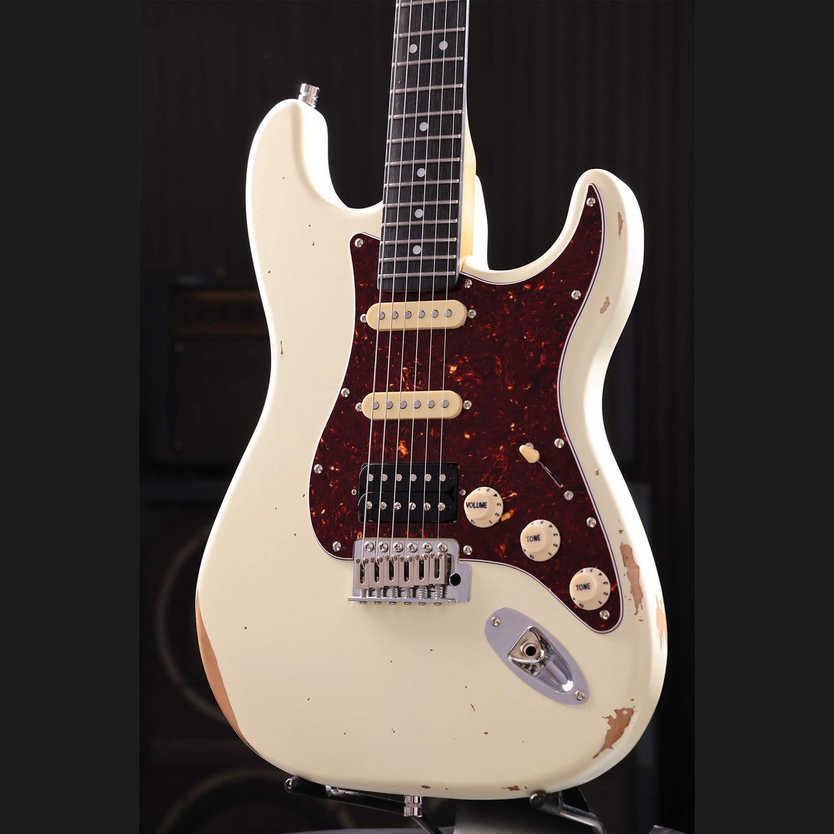 Patina PS-7 OW R S-style Elektrische Gitaar HSS Alnico V Nitro Relic Paulownia Body Roasted Maple Hals Olympic White