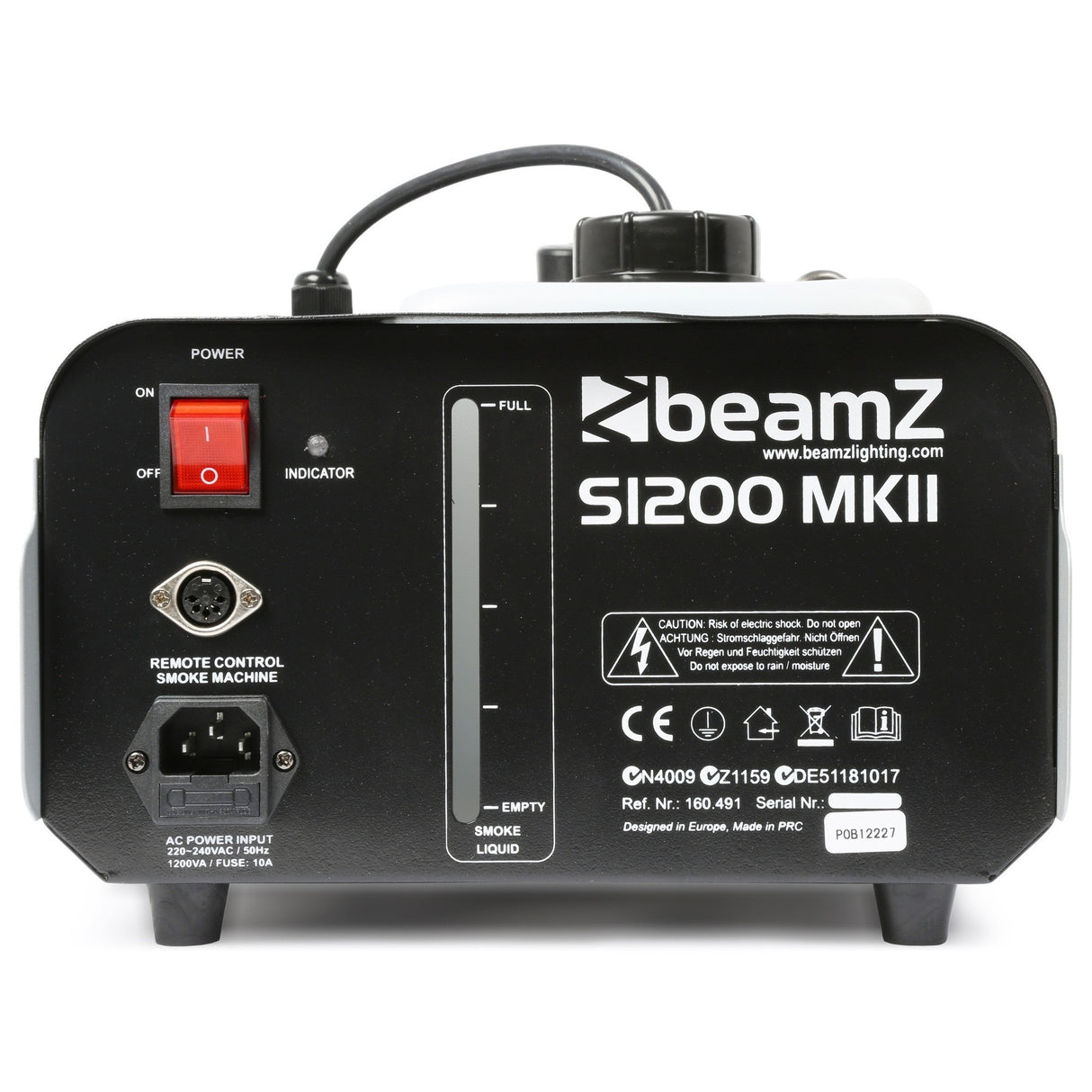 beamZ S1200 MKII Rookmachine 1200W met Timer Afstandsbediening – 2.5L Tank