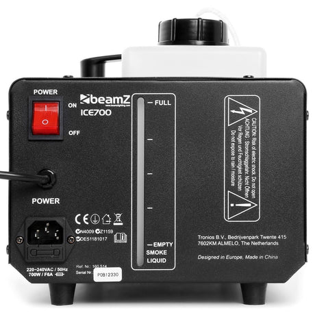 beamZ ICE700 IJs-Rookmachine 700W met Laaghangende Mist en 1.2L Tank