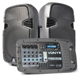 VONYX PSS302 Draagbare 300W Geluidsset met 10 inch Speakers, Bluetooth en 8-Kanaals Mixer