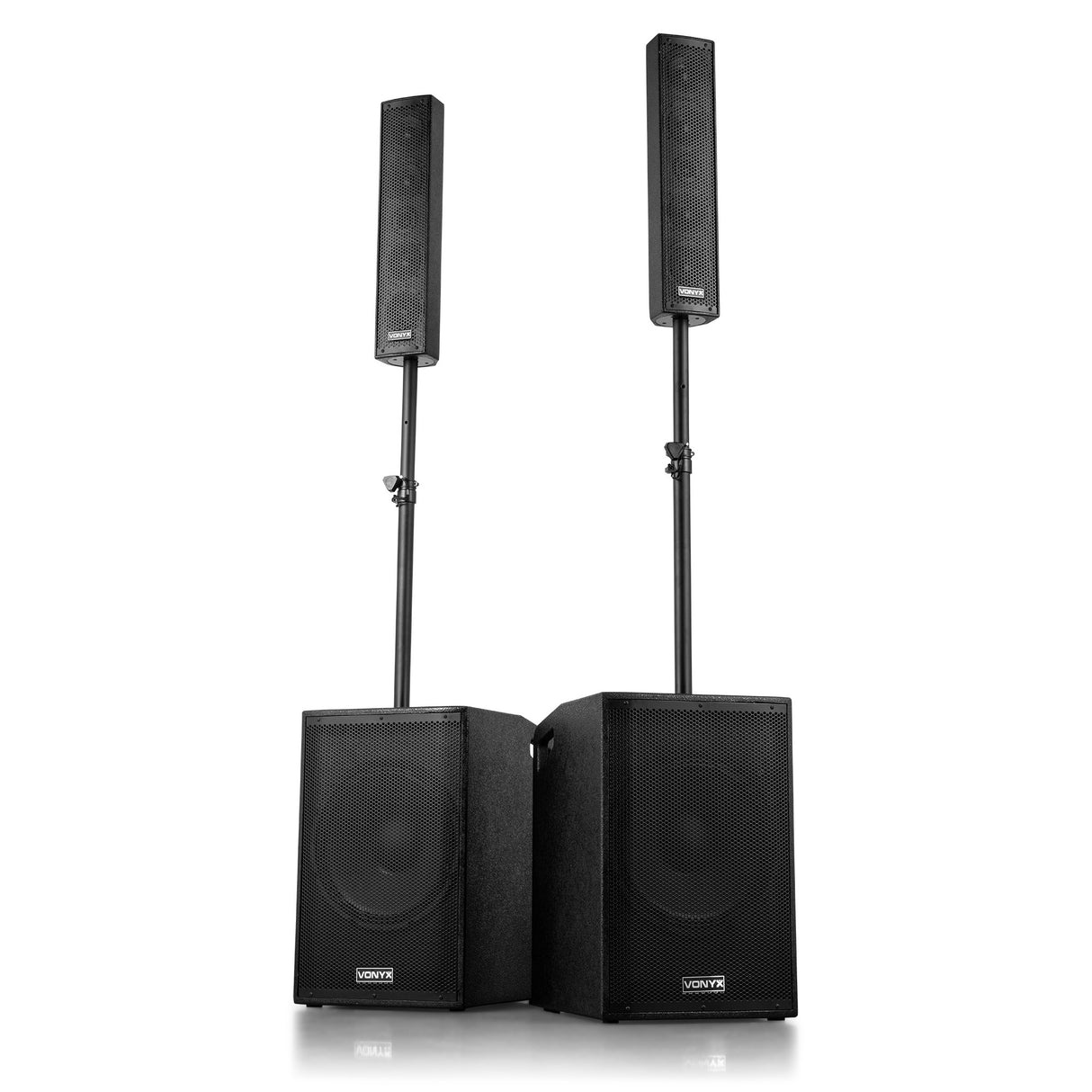 VONYX VX1080BT 1250W 2.2 Actieve Speakerset met Dubbele 15 inch Subwoofers en Bluetooth 5.3