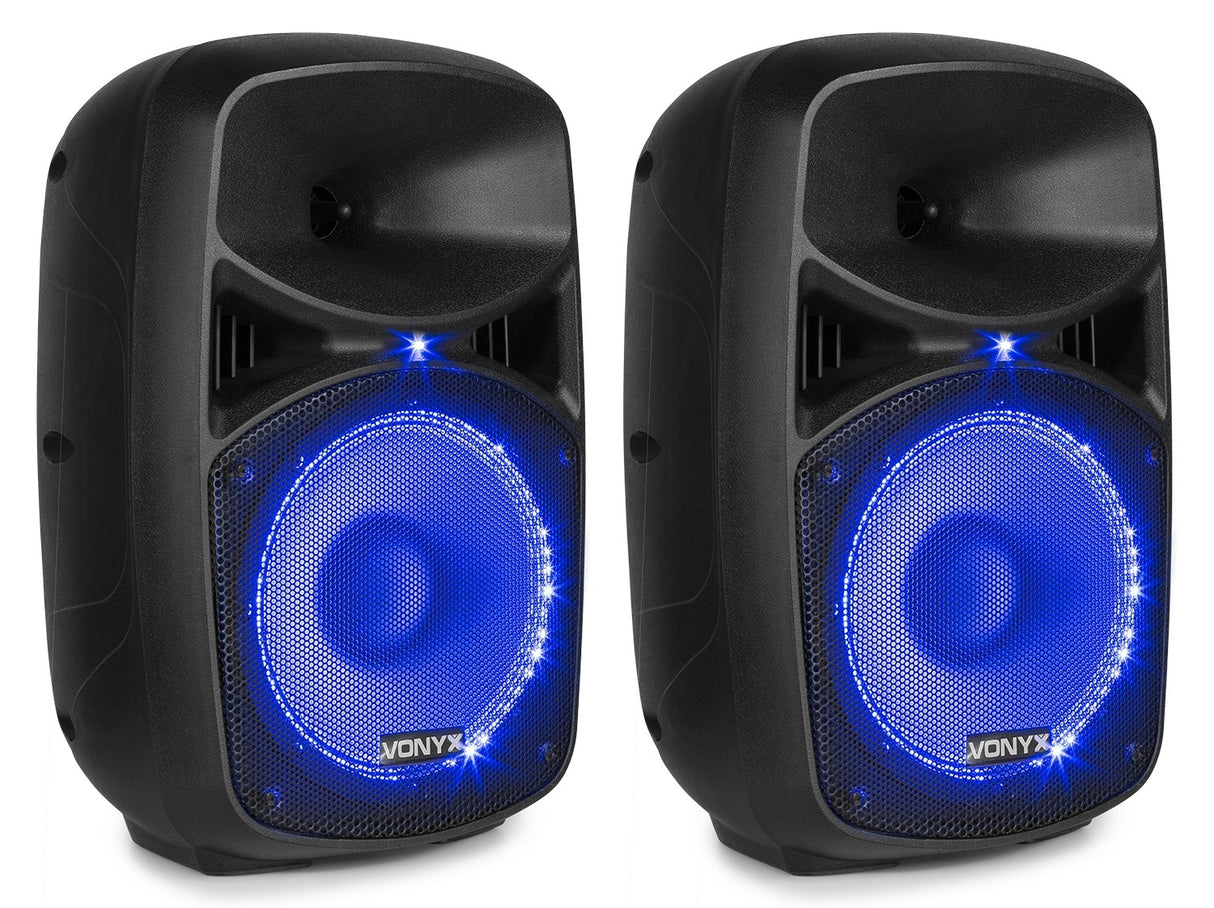 VONYX VPS082A 400W Actieve Speakerset met Bluetooth, USB/SD en 8 inch Woofers